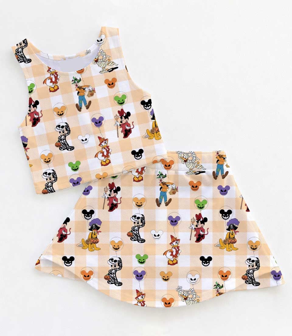 Disney Halloween Friends Plaid Matching Mom and Me Dress Set, Mickey and Pals Fall Family Vacation Outfit
