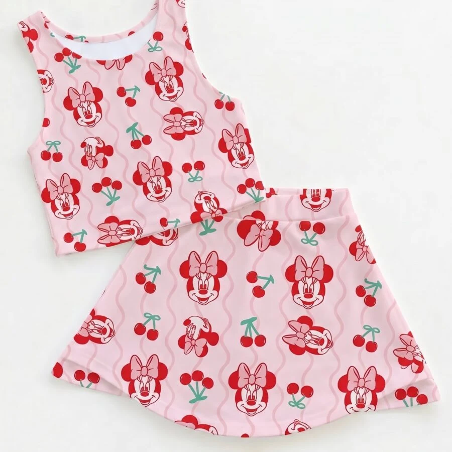 Cherry Minnie Matching Dress Set, Mom And Me Outfit, Disney Park Vacation Clothes