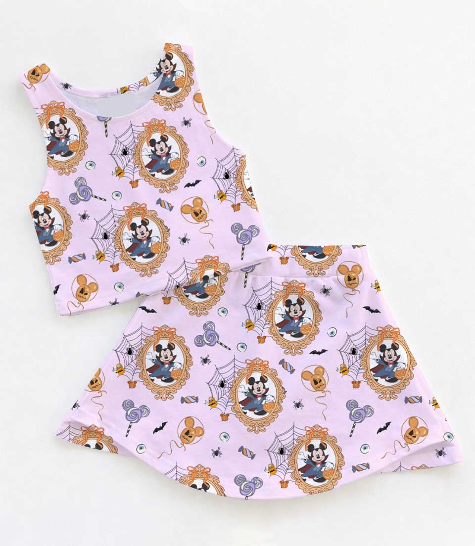 Disney Mickey Mouse Halloween Pumpkin Dress Set, Pink Vintage Mickey Mouse Family Matching Dress Set, Mom and Me Fall Vacation Outfit Costume