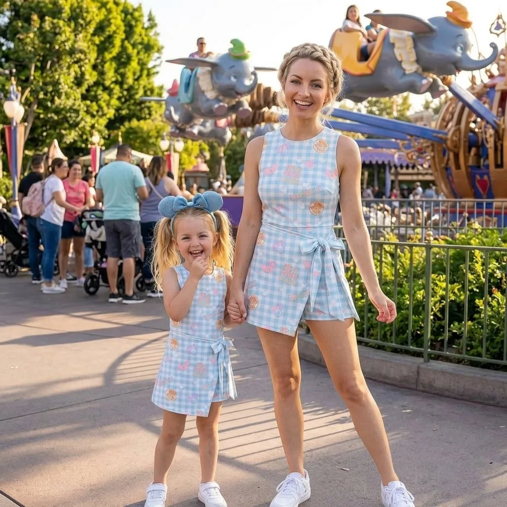 Coquette Disney Tennis Dress, Mickey Ears Bow Outfit, Disneyland Family Trip Dress