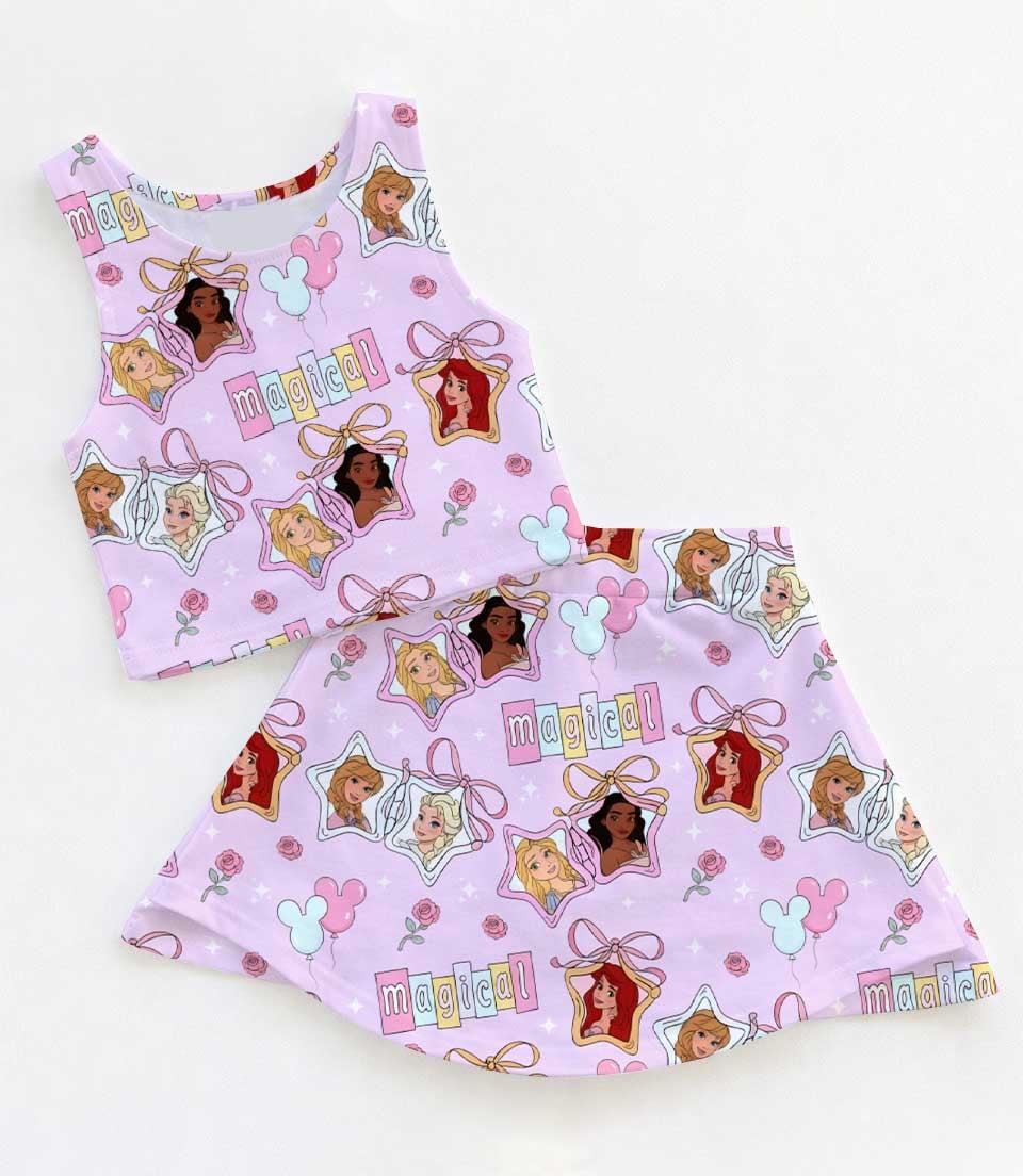 Disney Princess Magical Mom and Me Matching Dress Set, Pink Fairytale Birthday Family Outfit