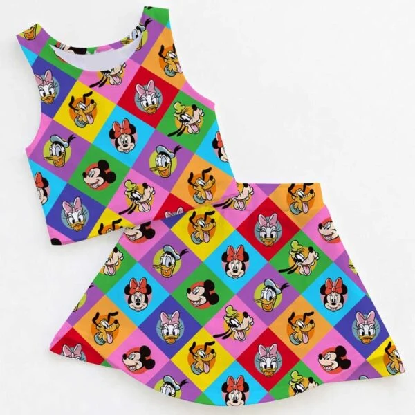 Mickey & Friends Rainbow Checkerboard Mom and Me Matching Dress Set, Disney Family Vacation Outfit