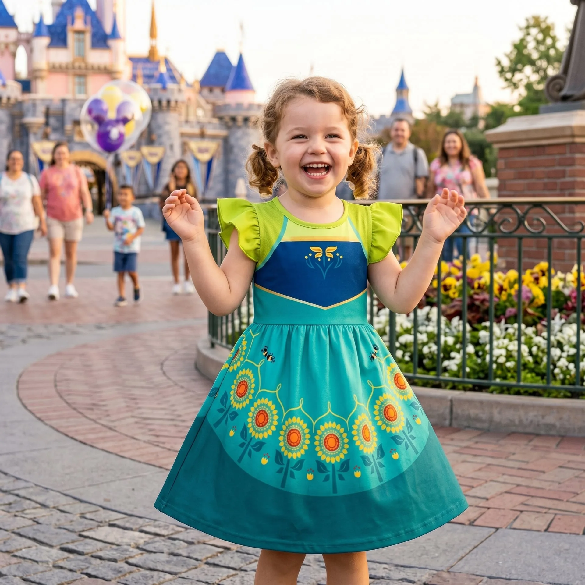 Girls Disney Frozen Elsa Anna Coronation Princess Ruffle Dress, Family Matching Outfit