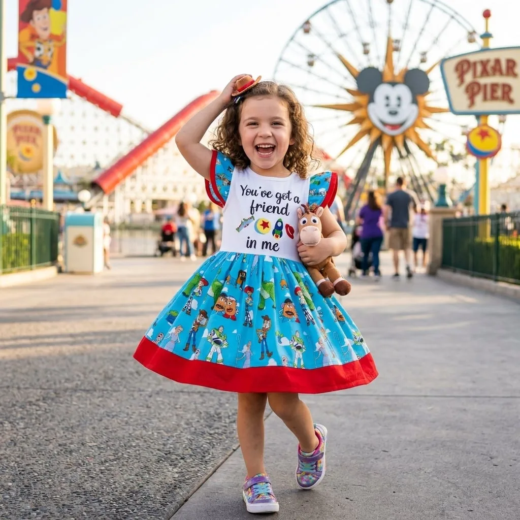Disney Pixar Toy Story Woody Buzz Lightyear Skater Dress, Family Matching Outfit