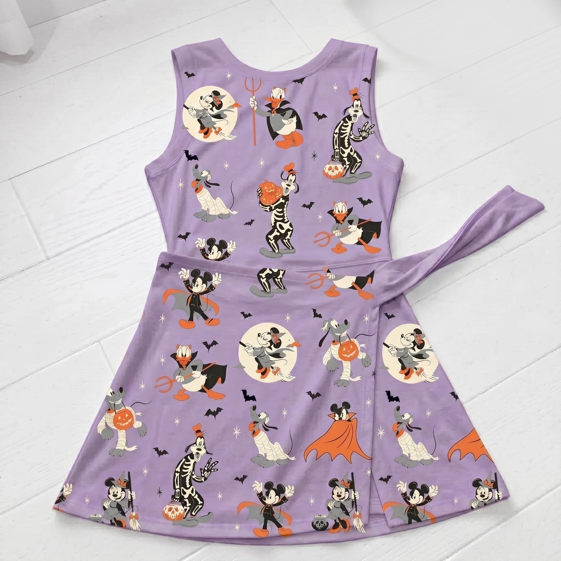 Mickey And Friends Halloween Tennis Dress Skirt, Disney Halloween Park Vacation Outfit, Mickey Halloween Skort Dress