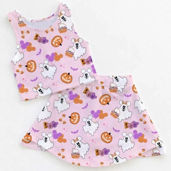 Disney Halloween Mickey Ghost Pumpkin Family Matching Dress Set, Mickey Boo Pink Two Piece Dress Set, Spooky Cute Mom and Me Outfit Costume