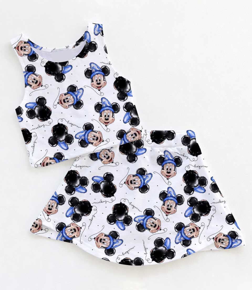 Disney Fantasia Mickey Mouse Family Matching Dress Set, Sorcerer Mickey Magic Hat Two Piece Dress Set, Halloween Cute Mom and Me Outfit Costume