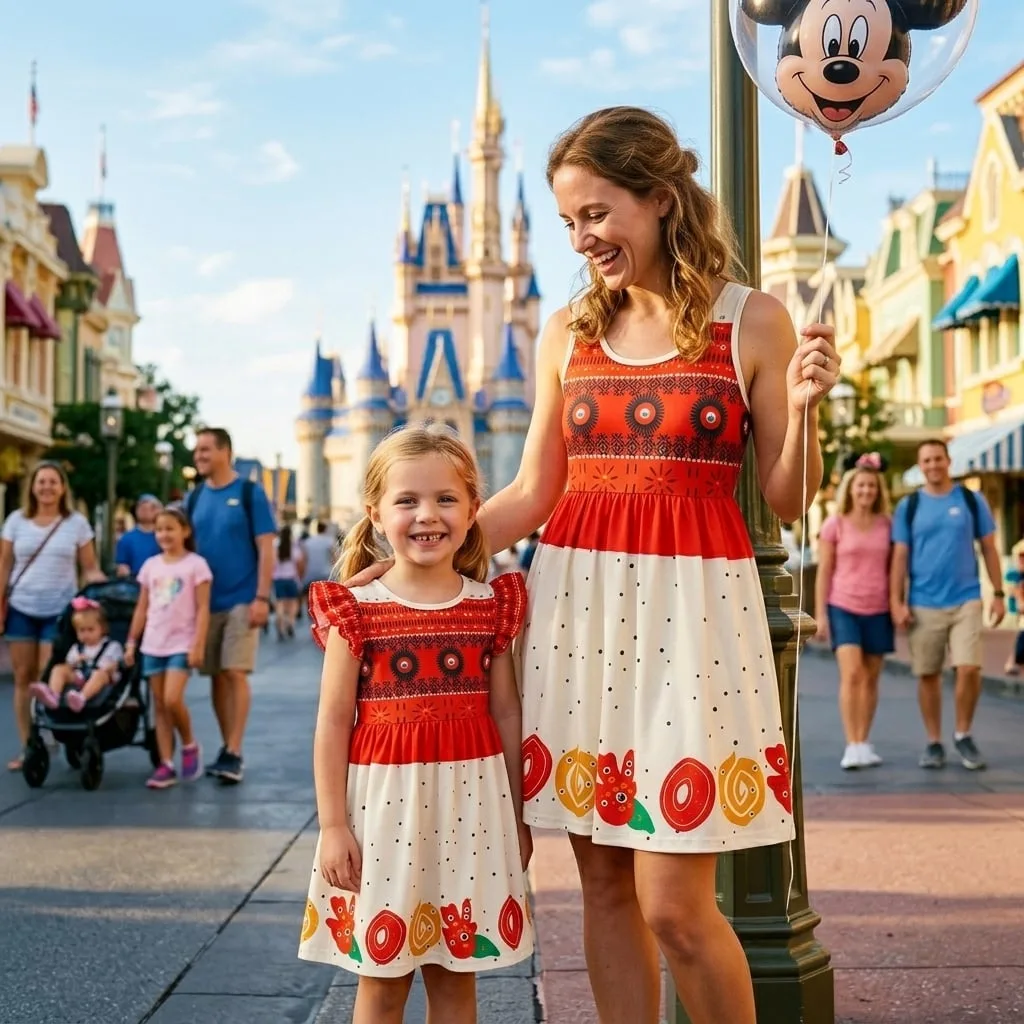 Disney Moana Costume Dress, Mama Mini Family Matching Ruffle Dress