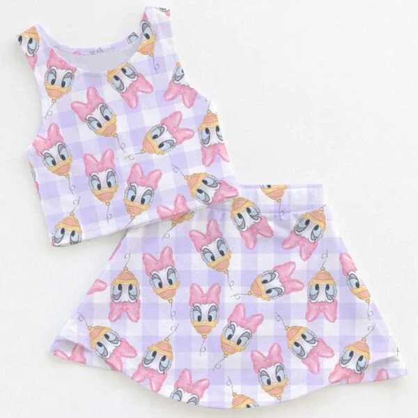 Disney Daisy Duck Gingham Check Dress Set, Pink Daisy Duck Family Matching Dress Set, Mom and Me Summer Outfit Costume