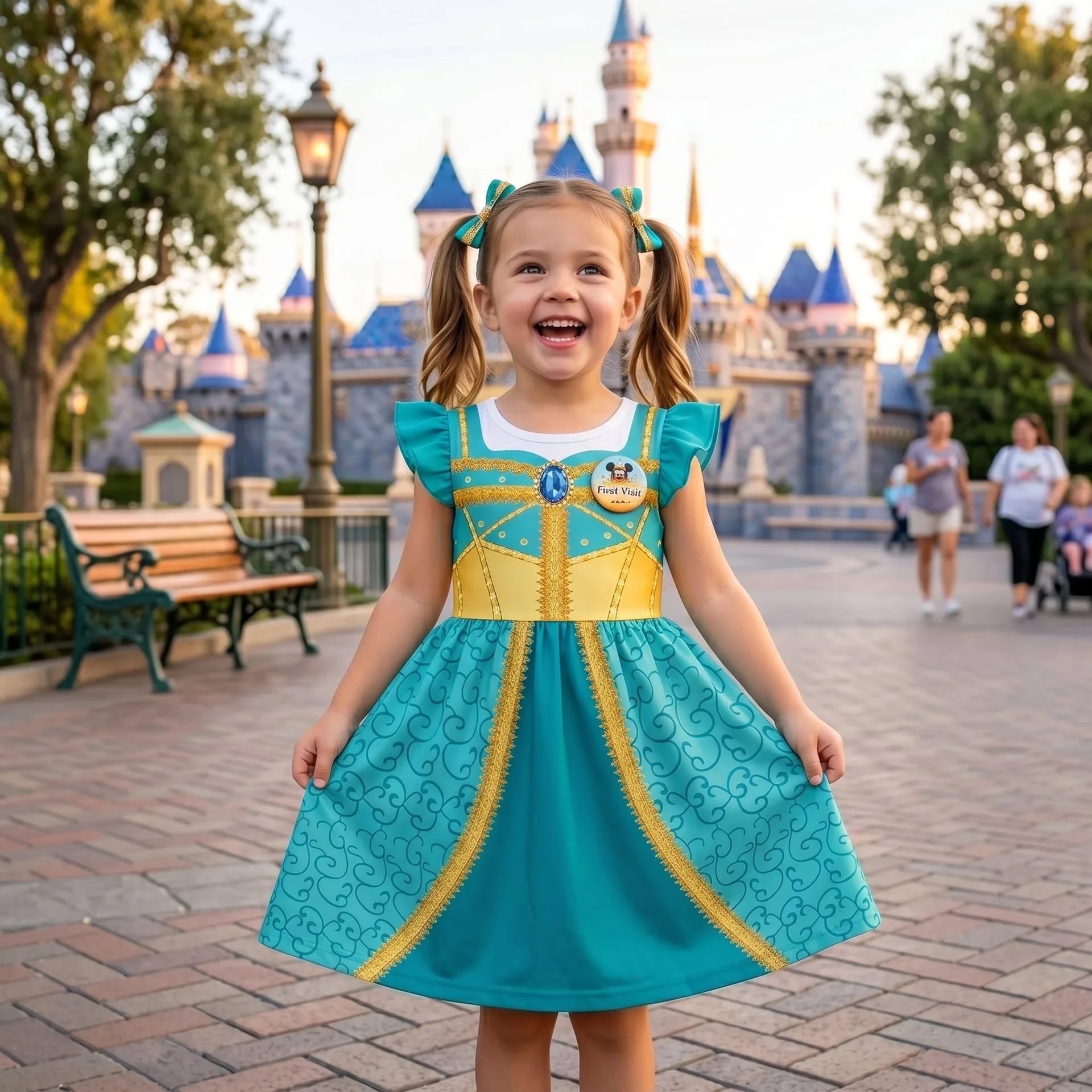 Girls Disney Jasmine Aladdin Princess Ruffle Dress, Family Matching Outfit