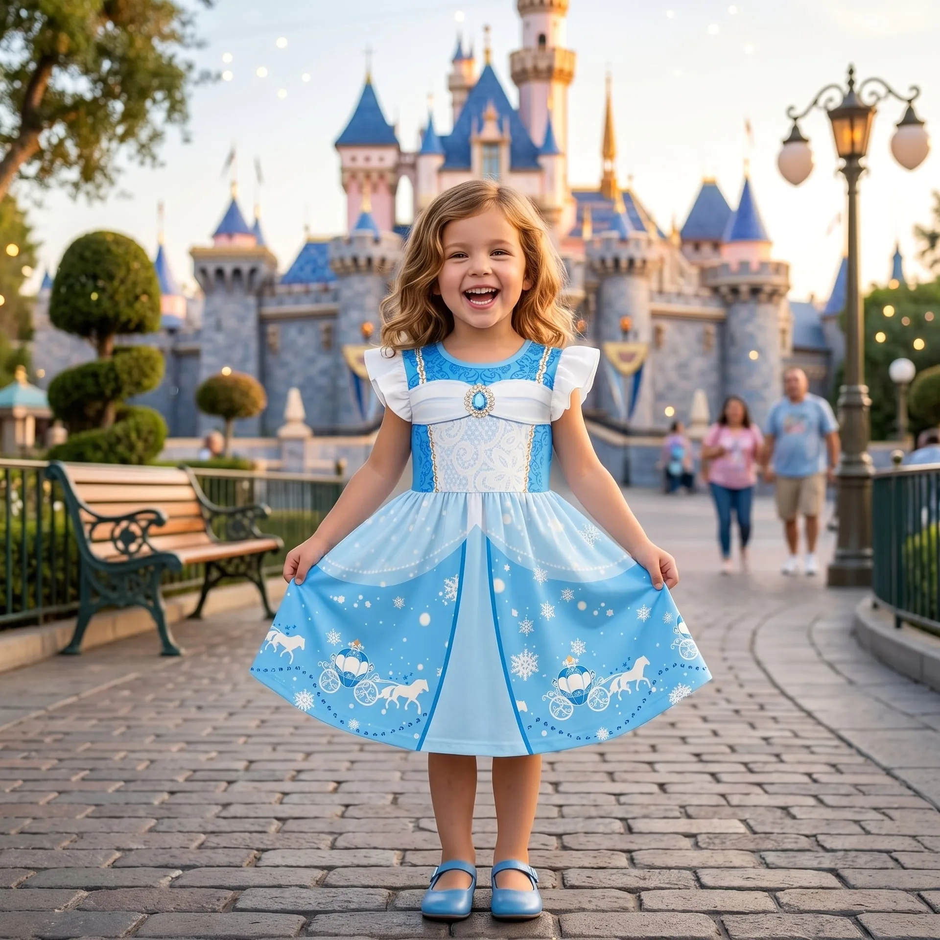 Girls Disney Cinderella Ruffle Princess Dress, Family Matching Outfit