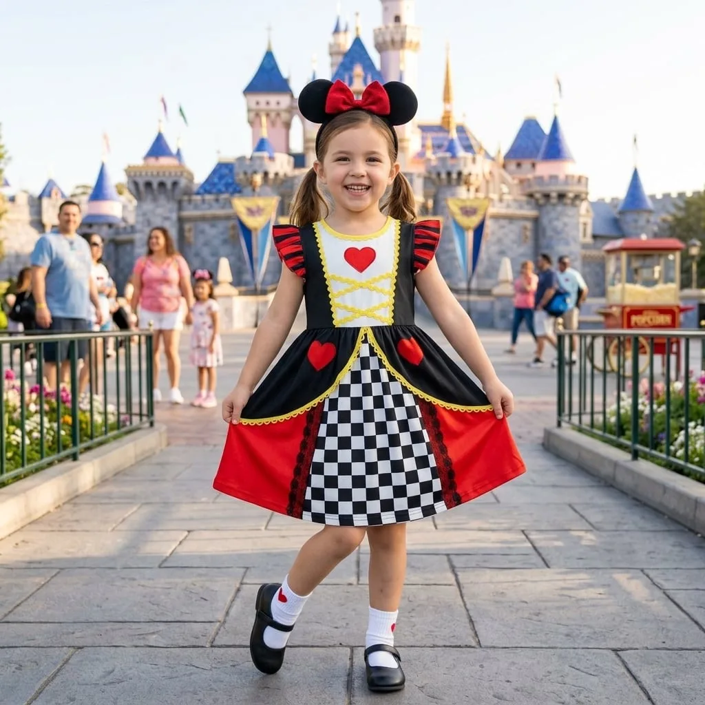 Queen of Hearts Twirl Dress, Disney Parks Outfit for Girls, Alice in Wonderland Dress