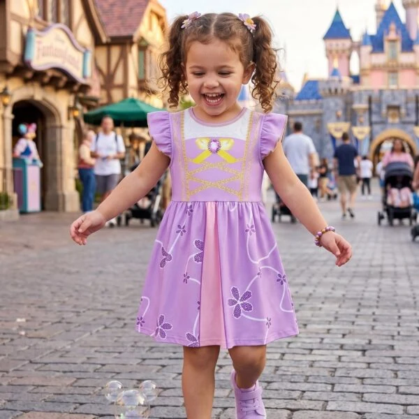 Rapunzel Tangled Princess Dress Set Disney Birthday Outfit, Magical Kingdom Princess Vacation Sundress