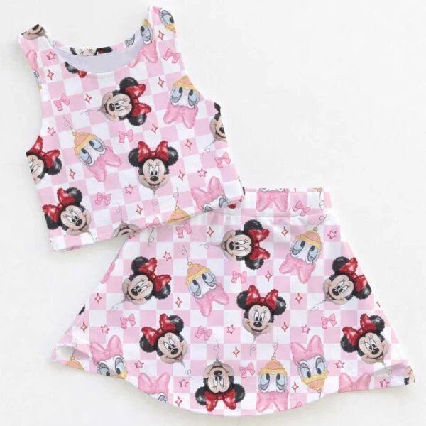 Disney Minnie Mouse Pink Gingham Check Dress Set, Minnie Mouse Family Matching Dress Set, Mom and Me Summer Vacation Outfit Costume