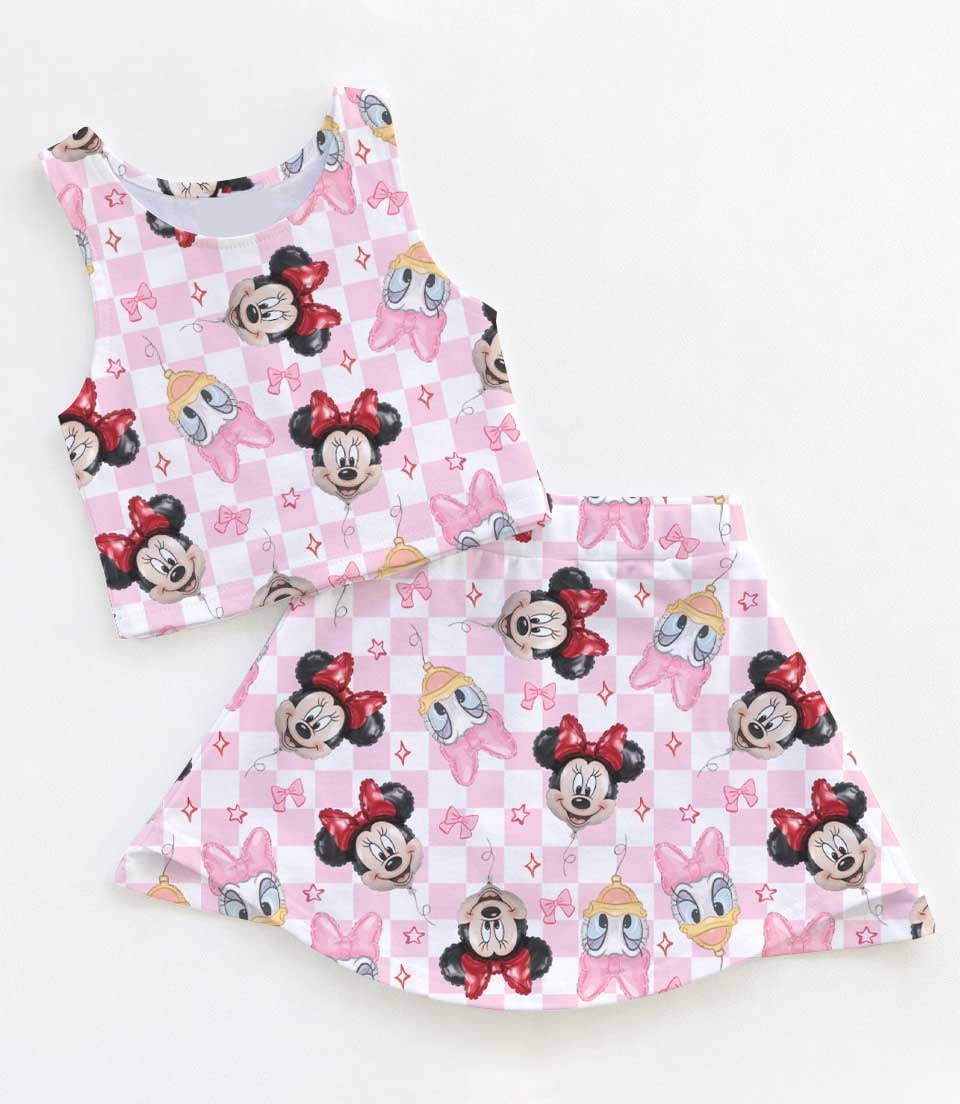Disney Minnie Mouse Pink Gingham Check Dress Set, Minnie Mouse Family Matching Dress Set, Mom and Me Summer Vacation Outfit Costume