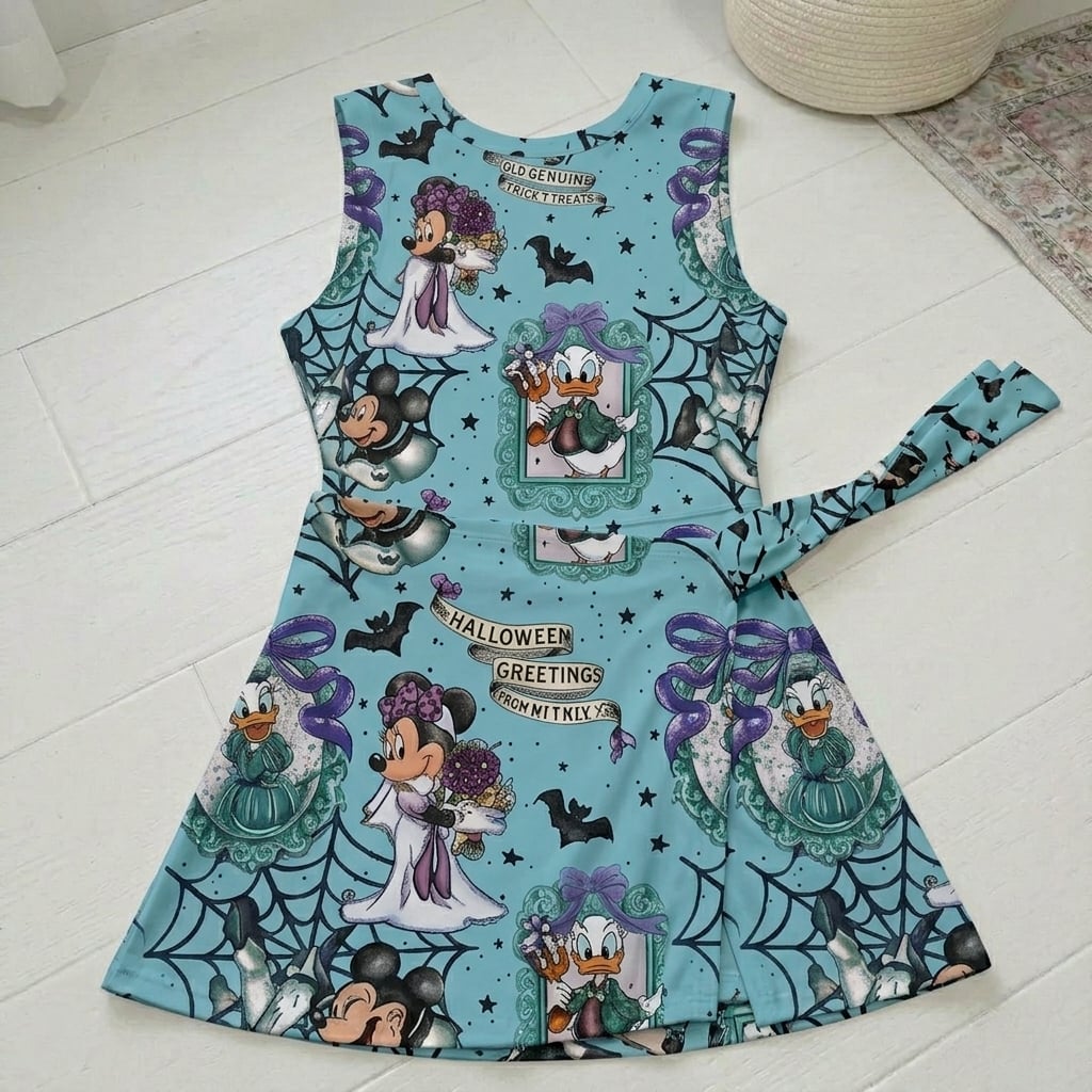 Mickey And Friends Halloween Tennis Dress Skirt, Disney Halloween Park Vacation Outfit, Mickey Halloween Skort Dress