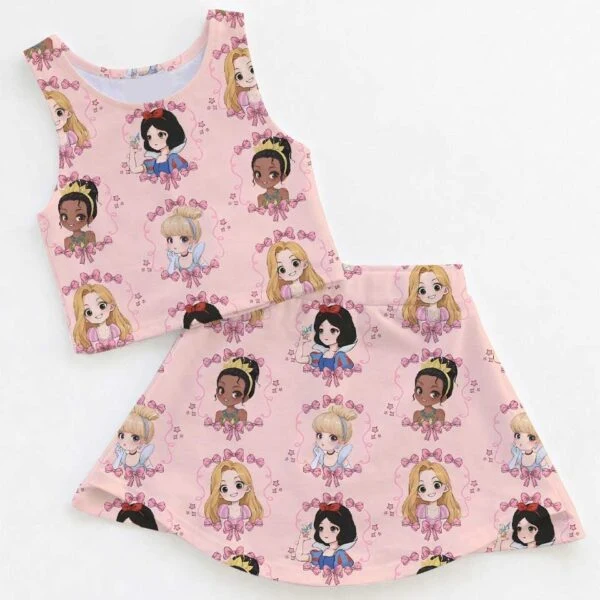 Disney Princess Pink Bow Dress Set, Snow White Rapunzel Cinderella Ariel Belle Family Matching Dress Set, Mom and Me Vacation Outfit Summer Outfit
