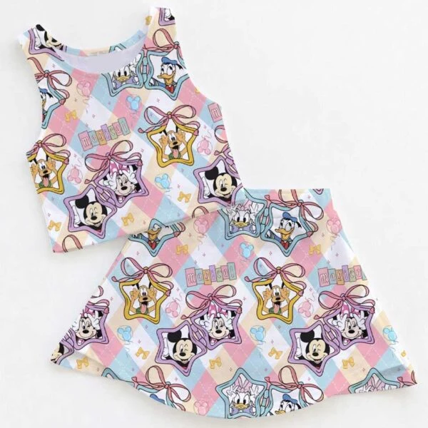 Disney Princess Magical Dress Set, Mickey Donald Daisy Daisy Minnie Pluto Family Matching Dress Set, Mom and Me Cartoon Vacation Outfit, Cute Summer Outfit