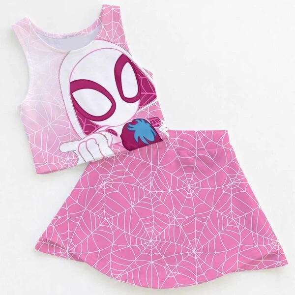 Spider-Gwen Marvel Superhero Dress Set, Pink Spider Girl Skirt Set, Mom and Me Matching Dress Set, Comic Book Character Vacation Outfit, Cute Halloween Costume Outfit