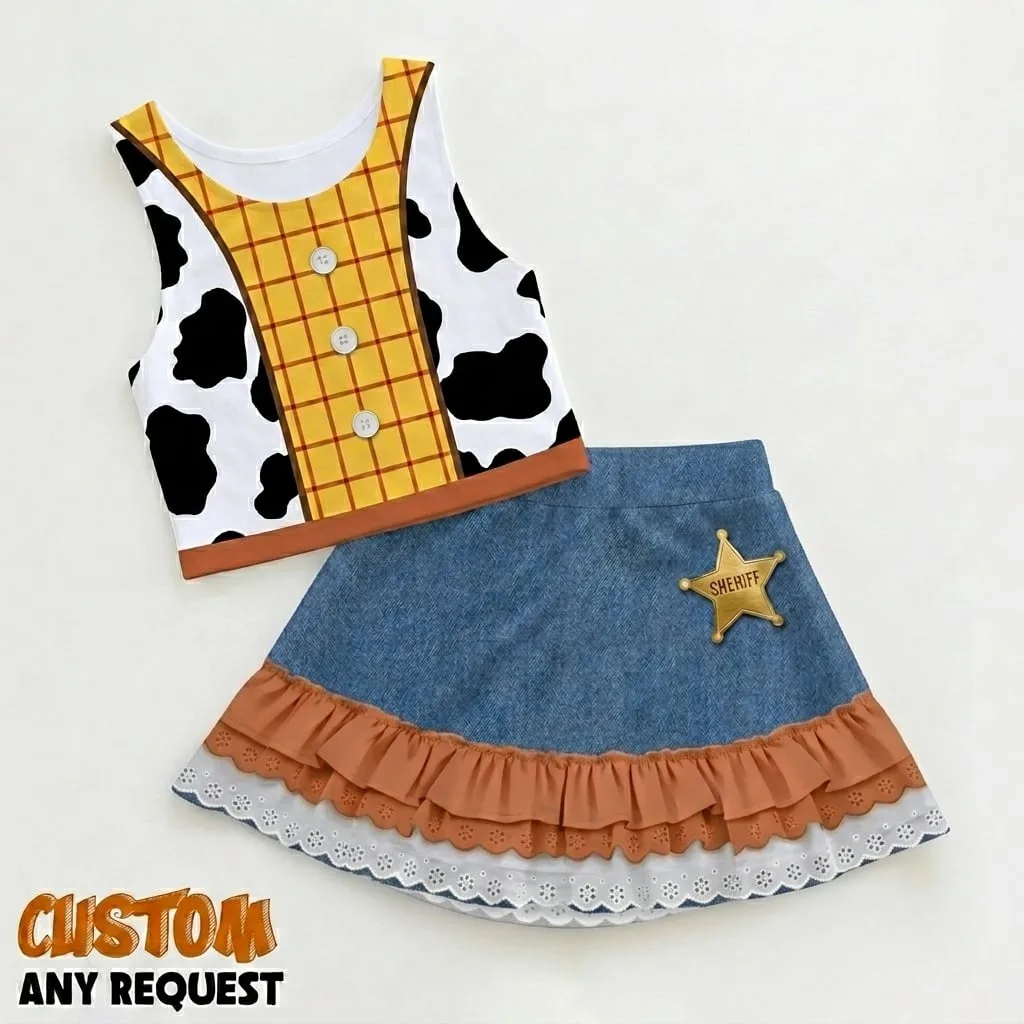 Jessie Toy Story Activewear Set Cowgirl Athletic Outfit, Disneybound Crop Top Skirt Set Disney Trip Gift