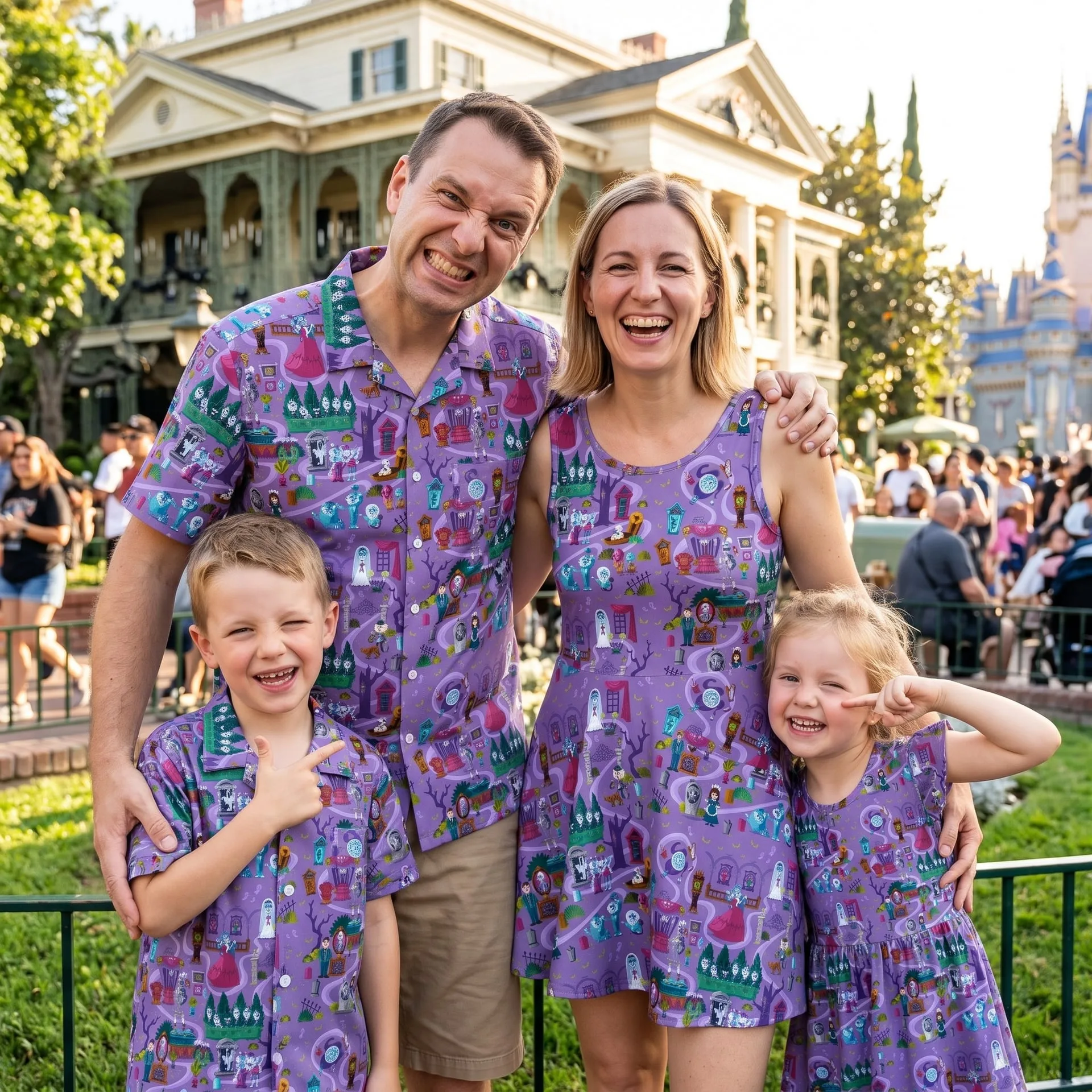 Disney Hitchhiking Ghosts Matching Family Shirt Haunted Mansion Halloween Outfit, Foolish Mortals Dress Family Vacation Set
