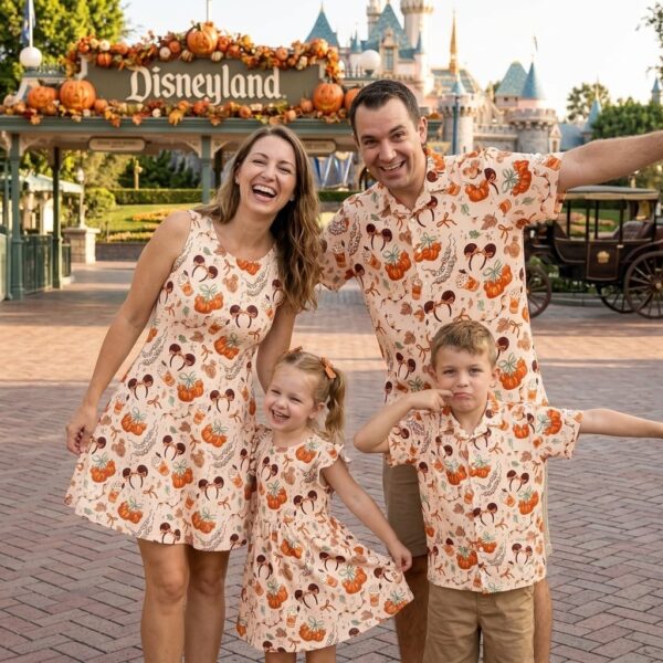 Mickey Mouse Halloween Matching Family Outfit, Minnie Pumpkin Disney Skater Dress