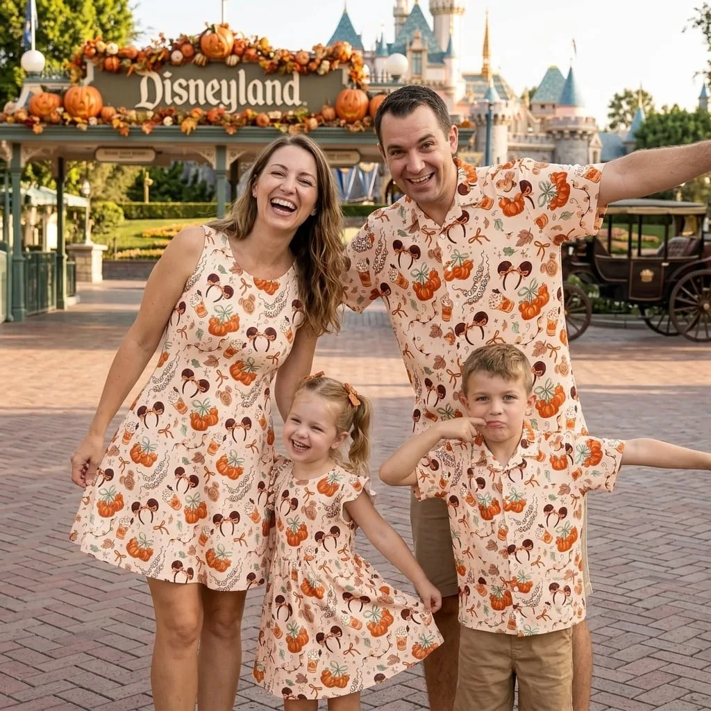 Mickey Mouse Halloween Matching Family Outfit, Minnie Pumpkin Disney Skater Dress
