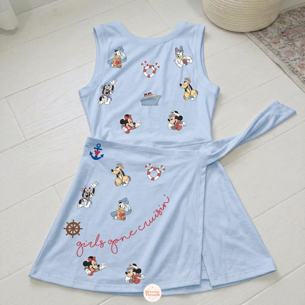 Classic Disney Characters Tennis Dress Skirt, Disney Park Vacation Outfit, Disney Characters Skort Dress