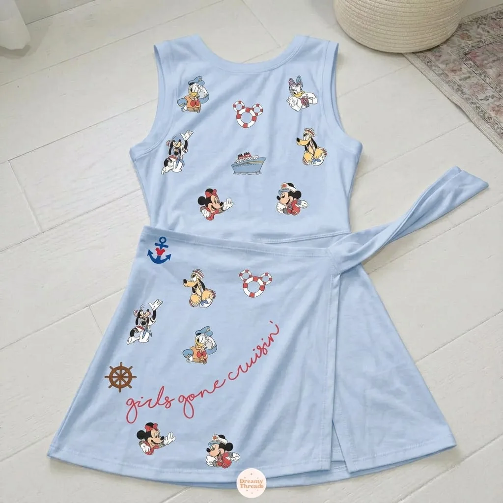 Classic Disney Characters Tennis Dress Skirt, Disney Park Vacation Outfit, Disney Characters Skort Dress