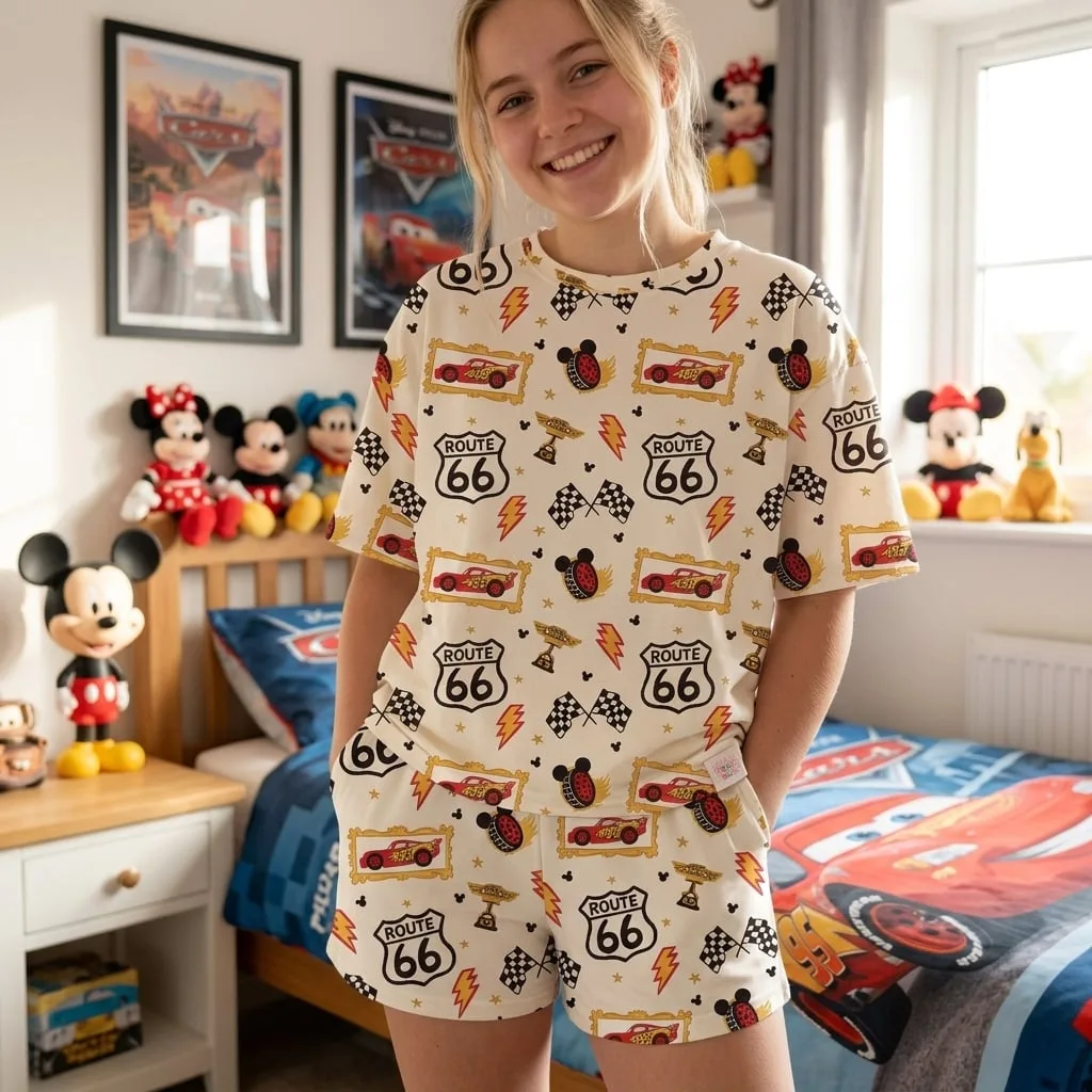 Disney Cars Heavyweight Cotton Waffle Knit Loungewear Set, Lightning McQueen Pajama Outfit - Image 5