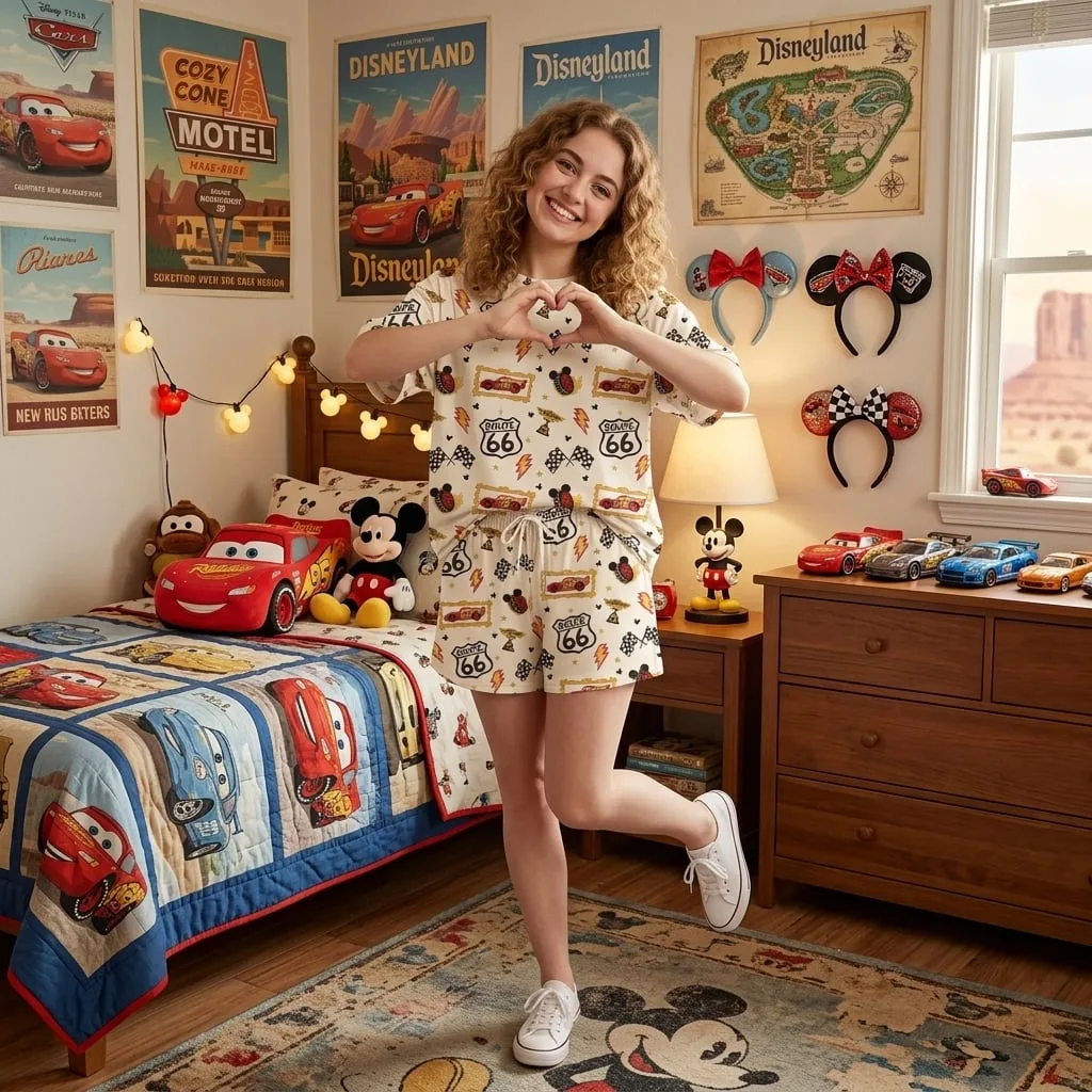 Disney Cars Heavyweight Cotton Waffle Knit Loungewear Set, Lightning McQueen Pajama Outfit - Image 4