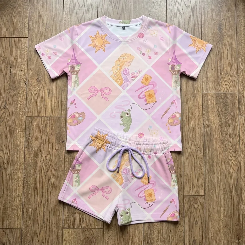 Rapunzel Heavyweight Cotton Waffle Knit Loungewear Set, Disney Tangled Pajama Outfit