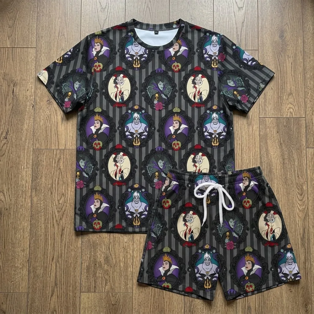 Disney Villains Heavyweight Cotton Waffle Knit Loungewear Set, Disney Villains Pajama Outfit