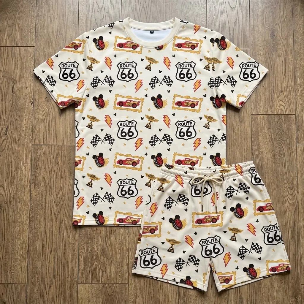 Disney Cars Heavyweight Cotton Waffle Knit Loungewear Set, Lightning McQueen Pajama Outfit