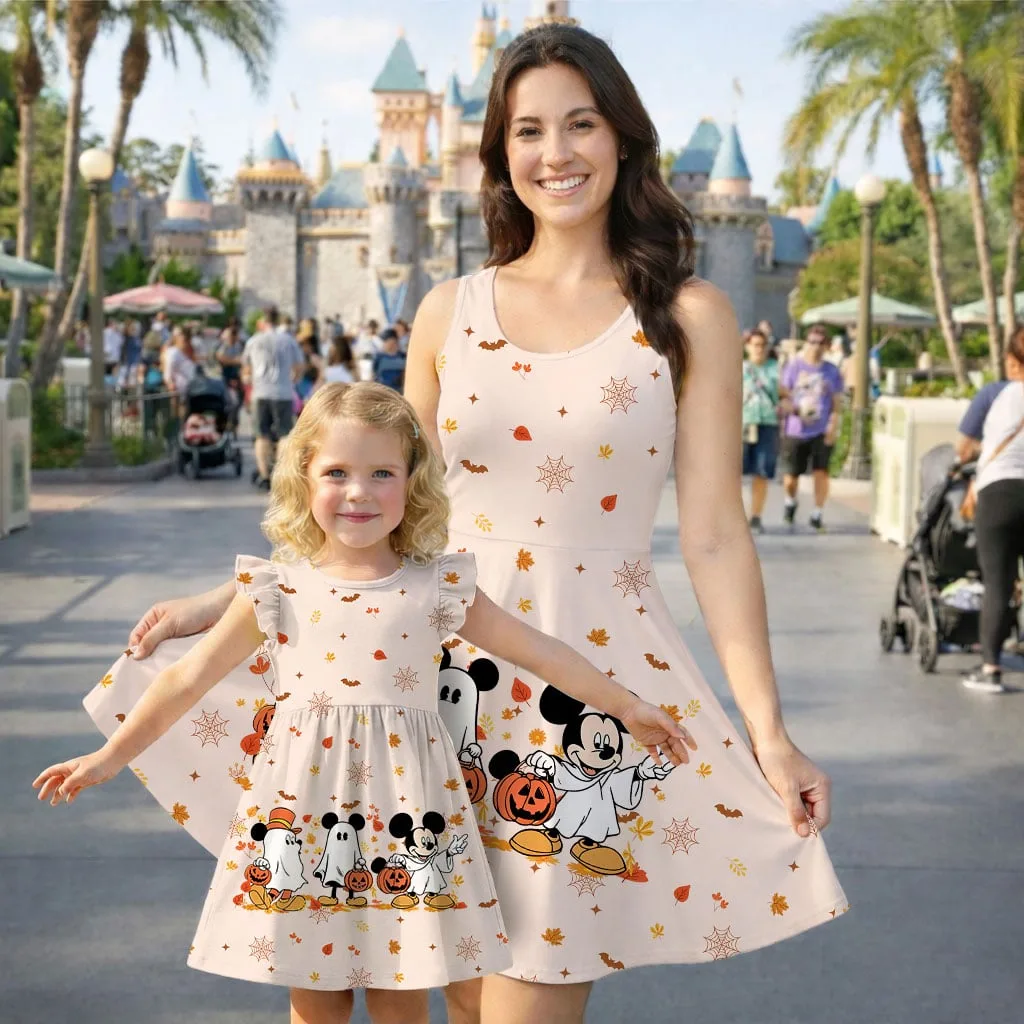 Mickey Halloween Mommy And Me Dress, Disney Halloween Family Matching Outfit, Disney Park Vacation Clothes