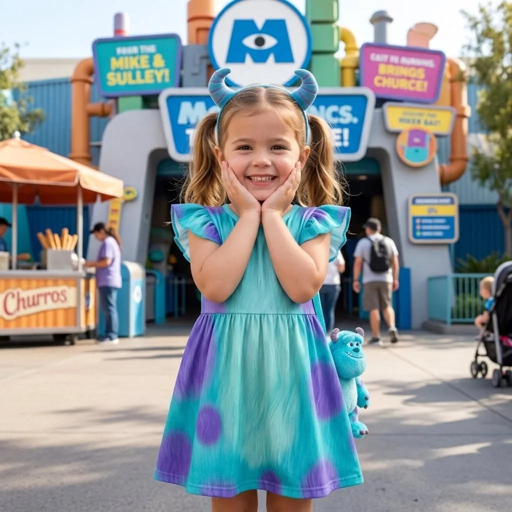 Sulley Ruffle Dress, Monsters Inc Disney Park Dress, Sulley Park Vacation Outfit For Girls