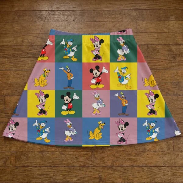 Mickey And Friends Skater Skirt, Disney Character Patchwork Skirt, Disney Park Vacation Outfit