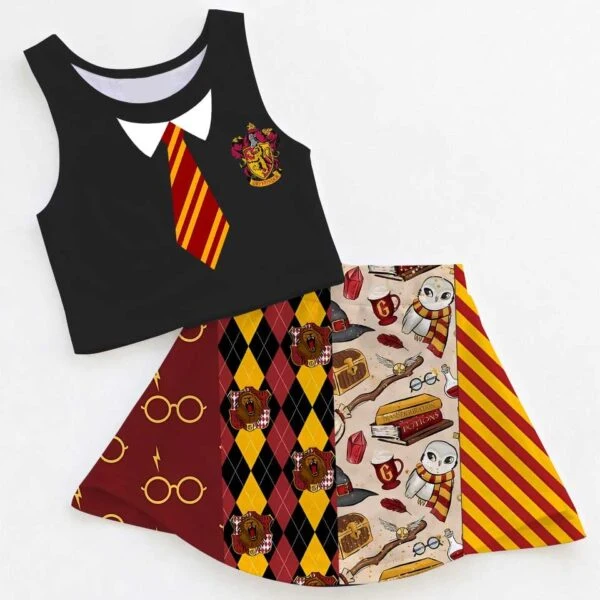 Harry Potter Gryffindor Dress Set, Wizard School Girls Outfit, Magical Theme Park Vacation Clothes