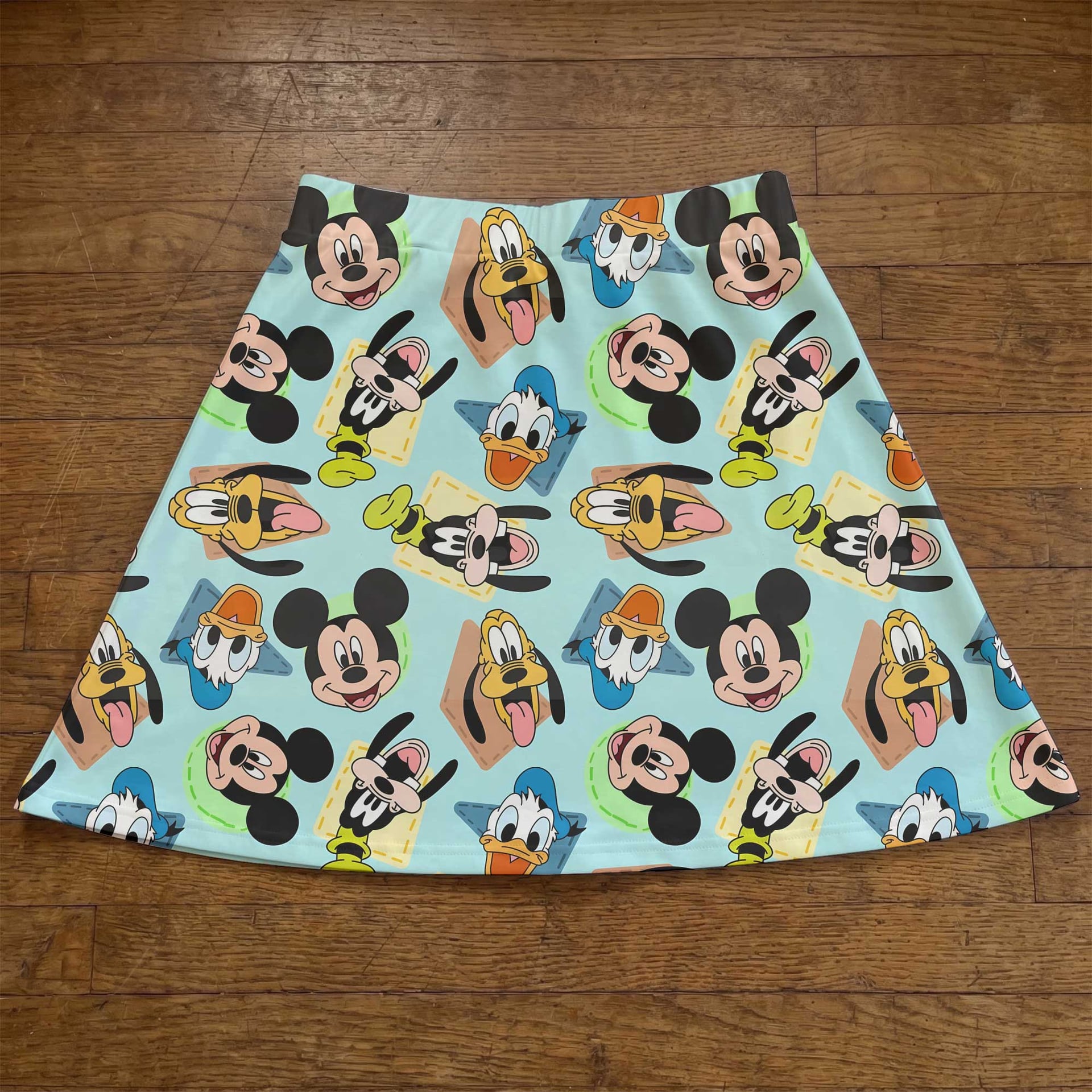 Mickey & Friends Allover Skater Skirt, Disney Park Vacation Outfit, Classic Disney Character Skirt