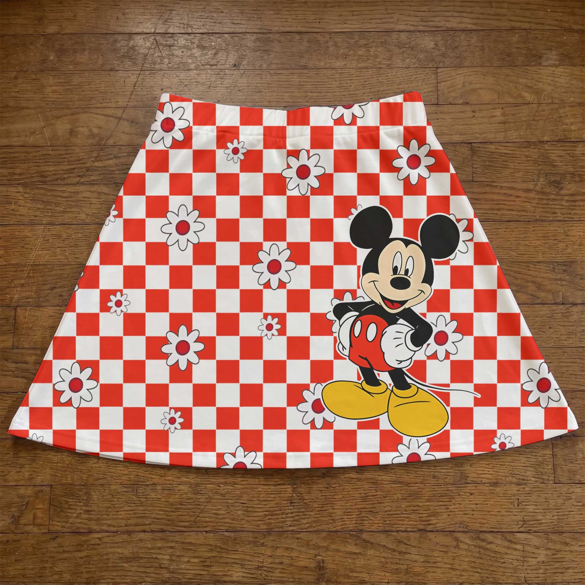 Classic Mickey Checkerboard Skater Skirt, Disney Park Vacation Outfit, Retro Mickey Mouse Skirt
