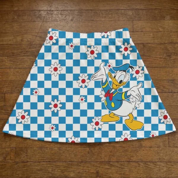 Donald Duck Checkerboard Skater Skirt, Disney Park Vacation Outfit, Classic Disney Character Skirt