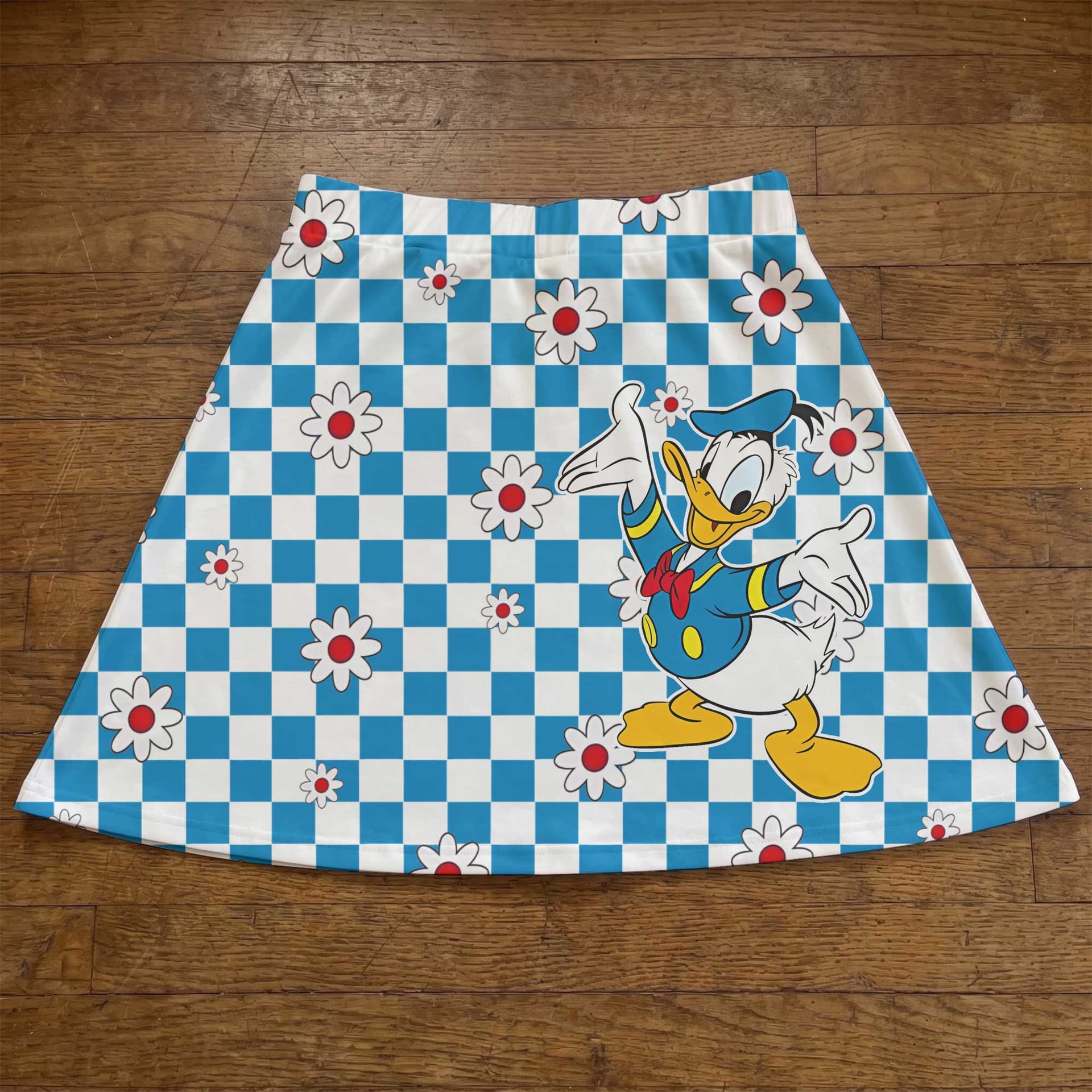 Donald Duck Checkerboard Skater Skirt, Disney Park Vacation Outfit, Classic Disney Character Skirt