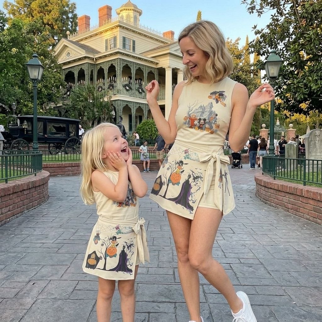 Halloween Mickey & Friends Tennis Dress Skirt, Mickey Minnie Matching Halloween Party Dress For Women