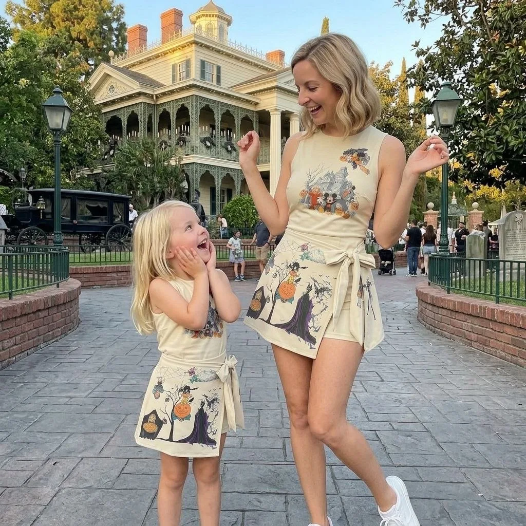Halloween Mickey & Friends Tennis Dress Skirt, Mickey Minnie Matching Halloween Party Dress For Women