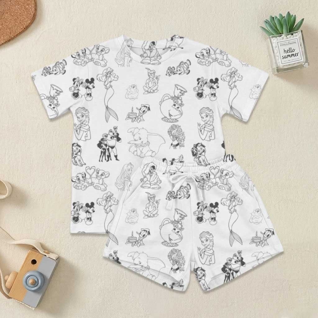 Princess Character Heavyweight Cotton Waffle Knit Loungewear Set, Disney Princess Pajama Outfit