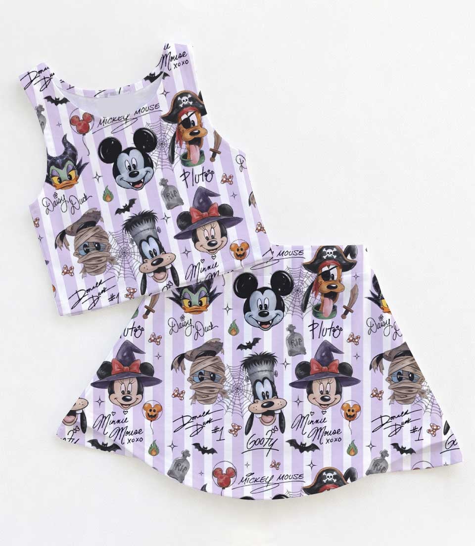 Mickey And Friends Halloween Dress Set, Pumpkin Patch Girls Outfit, Disney Theme Park Vacation Clothes