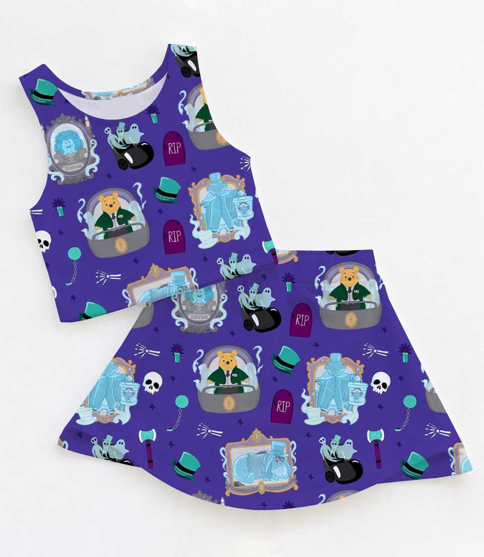 Haunted Mansion Halloween Dress Set, Spooky Girls Outfit, Disney Theme Park Vacation Clothes