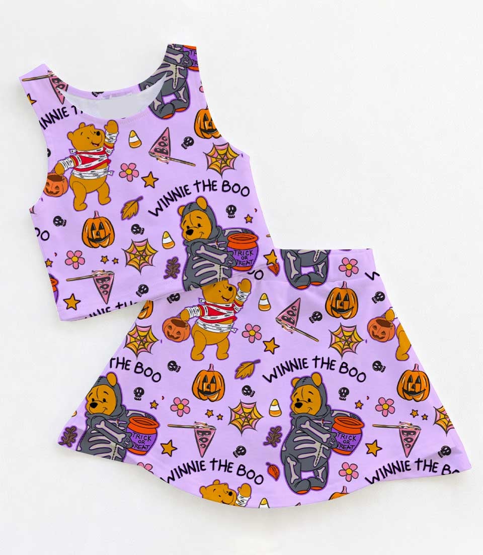 Winnie the Boo Halloween Dress Set, Pumpkin Patch Girls Outfit, Fall Theme Park Vacation Clothes
