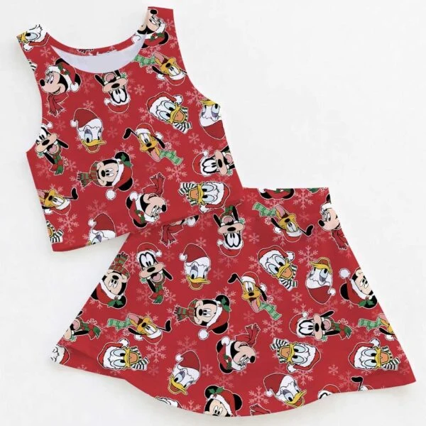 Disney Christmas Mother Daughter Matching Dress Set, Mickey & Friends Holiday Two Piece Dress Set, Festive Character Outfit, Theme Park Christmas Vacation Clothing, Cute Holiday Family Outfit