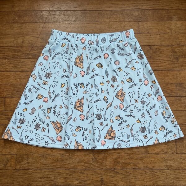 Little Mermaid Seashell Skater Skirt, Disney Park Vacation Outfit, Under the Sea Skirt